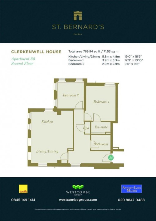 Floorplans For Flat 35 Clerkenwell House, Hilda Road
